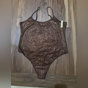 NWT SKIMS Logo Mesh Foil Cami Bodysuit